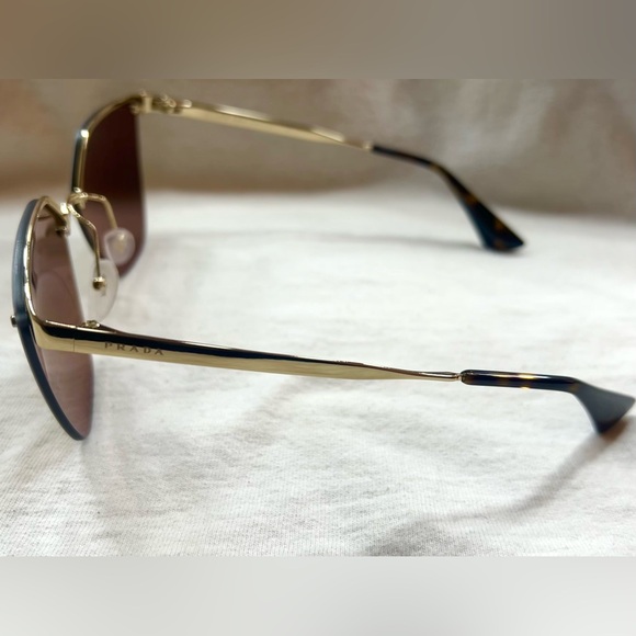 Prada SPR 68T Cat Eye Gold Tinted Sunglasses and Case - Picture 2 of 5